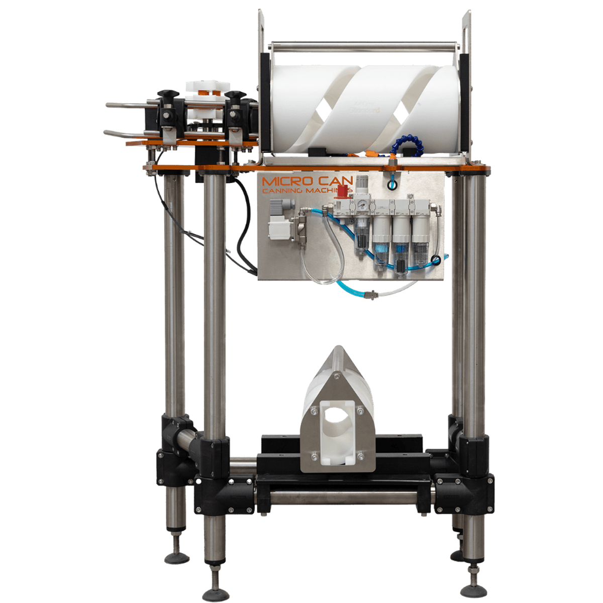 CL5 & CP6 Horizontal Flip Rinse pre-filling with one cassette included for one can size. Extra cassettes available upon request. Flip Rinse requires Rotary Infeed Table